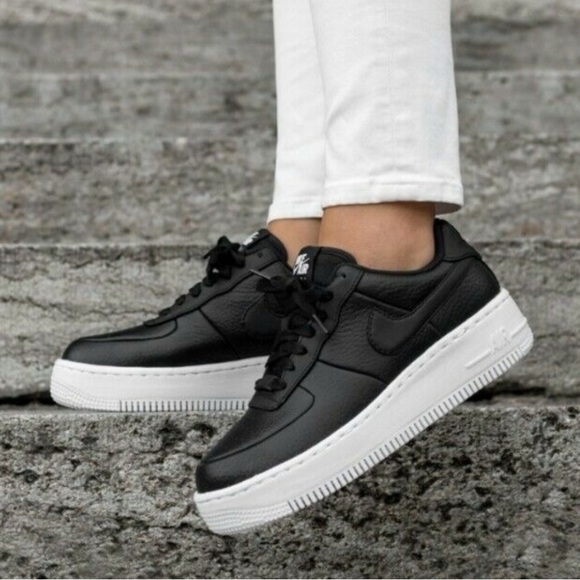 Nike Air Force 1 AF1 Sage Low Black-Black-Leather & White AR5339-002 Women’s 9 - Picture 5 of 13